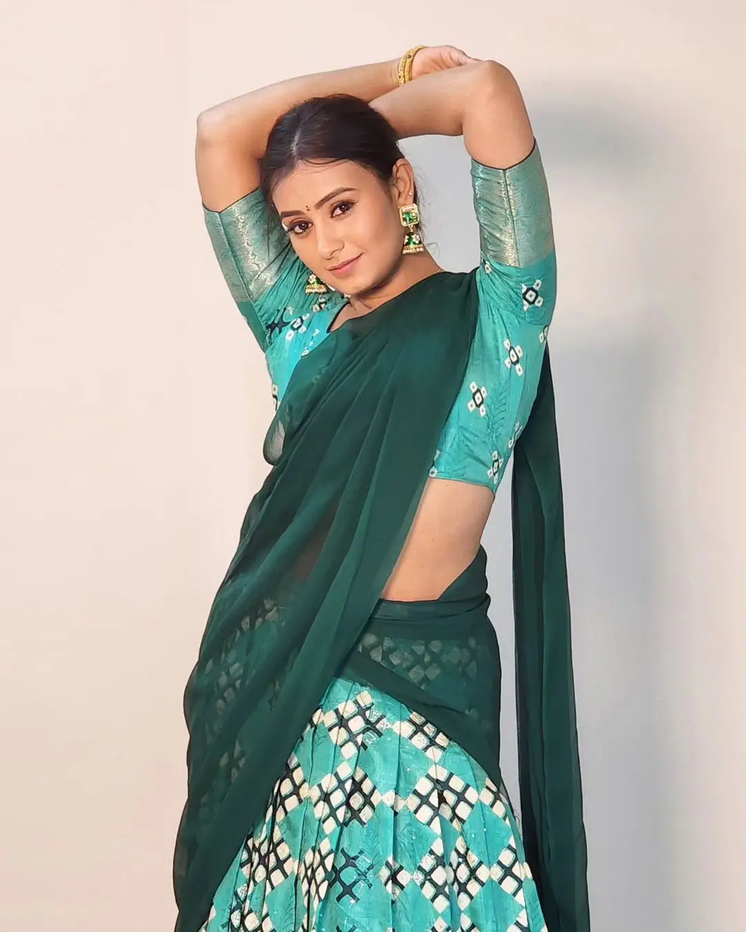 Telugu TV Actress Deepa Jagadeesh In Green Lehenga Choli